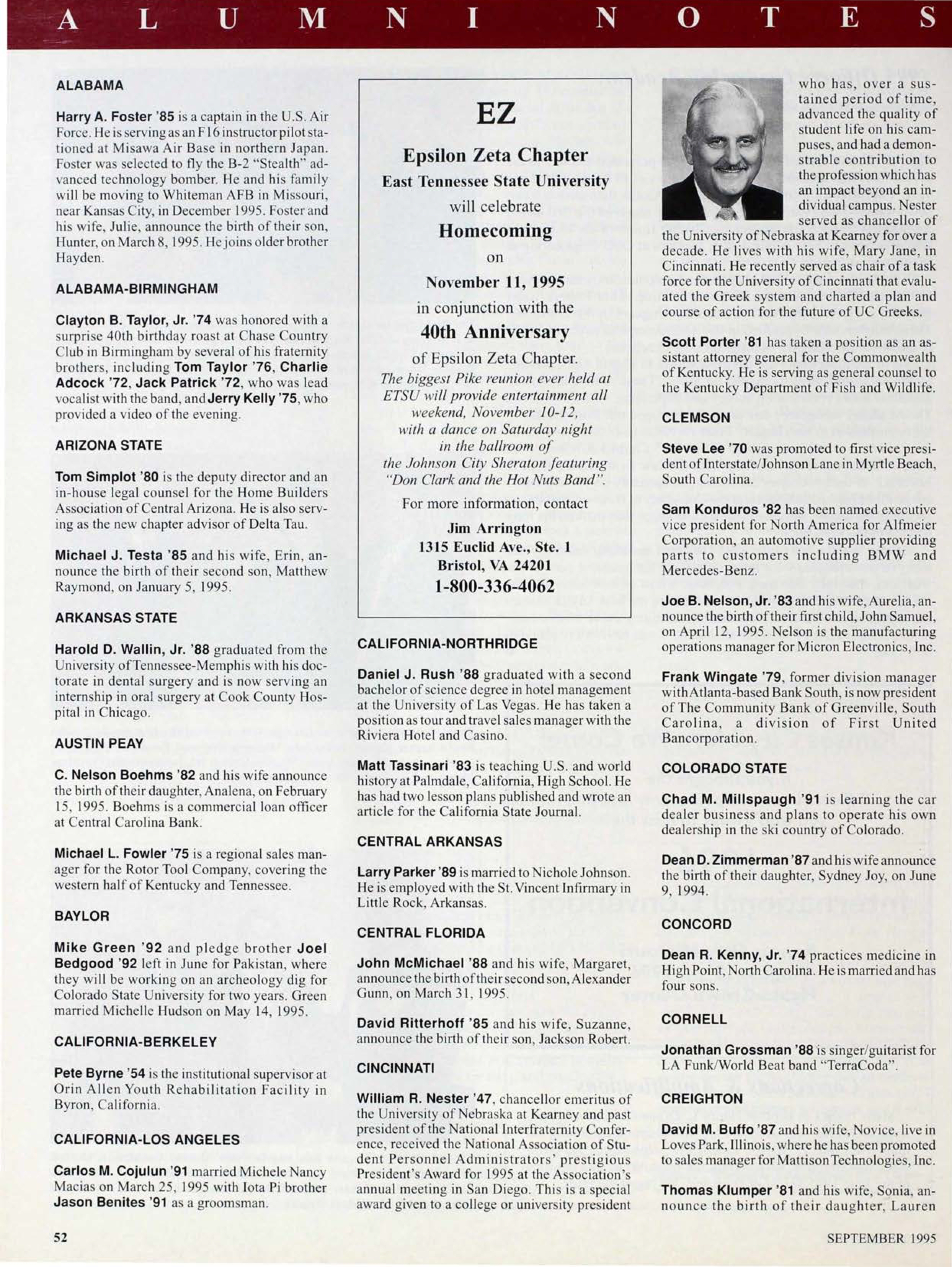 Epsilon Zeta Chapter Advertisement, September 1995